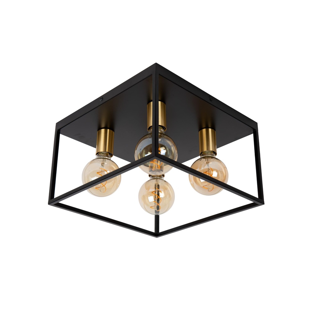 Lucide PlafondlampRuben zwart 36cm vierkant - 00124/14/30